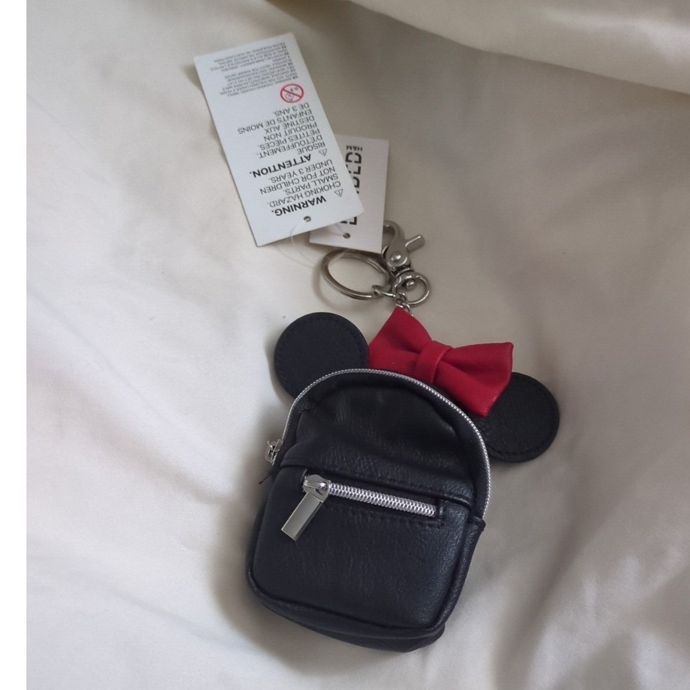 Disney‎ Little Minnie Mouse Black with Red Bow Backpack Coin Purse Keychain NWT